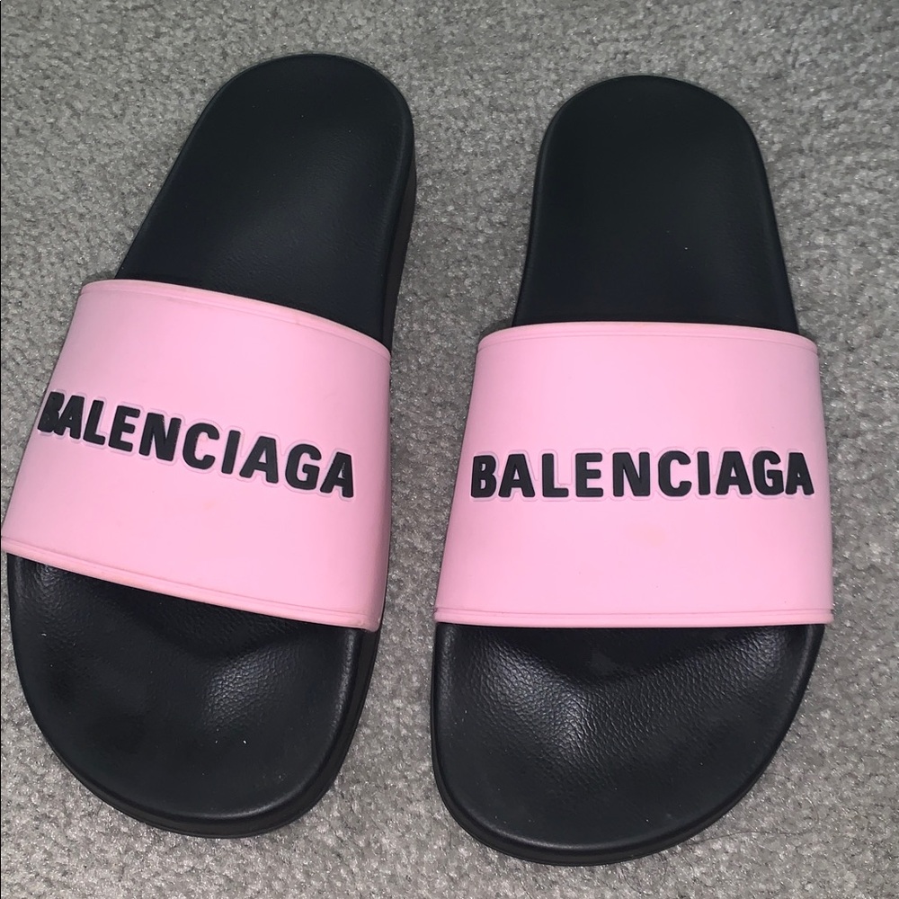 Pink Balenciaga slides
